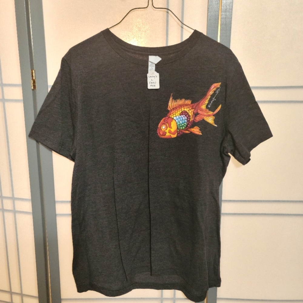 Lady's Crew-neck Graphic Tee " Fish" by rk3handcrafted